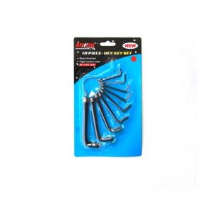 10-PCS Hex Key Sets packaged by spring ring