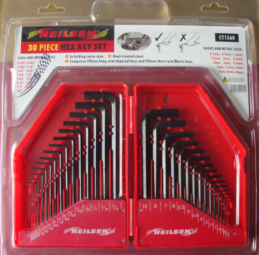professional factory provide 30-PCS Hex Key Sets packaged by BMC surface by Black Oxide to Chile